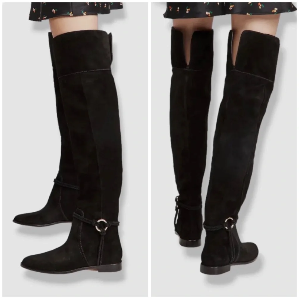 $950 NWOT Ulla Johnson Alps Black Over-the-Knee Suede Riding Tall Boots Size 9.5